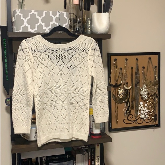 Cream Colored Holiday Sweater with Metallic Detail - Picture 1 of 3